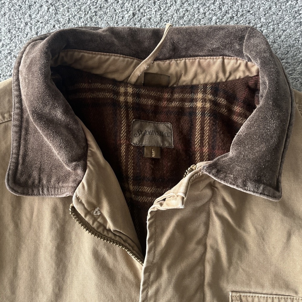 Vintage St John's Bay Men's Chore Jacket. Barn Coat. Flannel Lined. Large - Picture 4 of 9